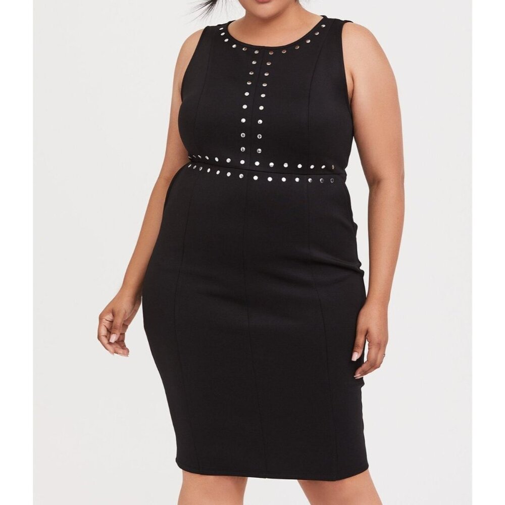 NEW $74 Torrid 3 Womens Plus 3X  Studded Sleeveless Scuba Dress Sleeveless Party
